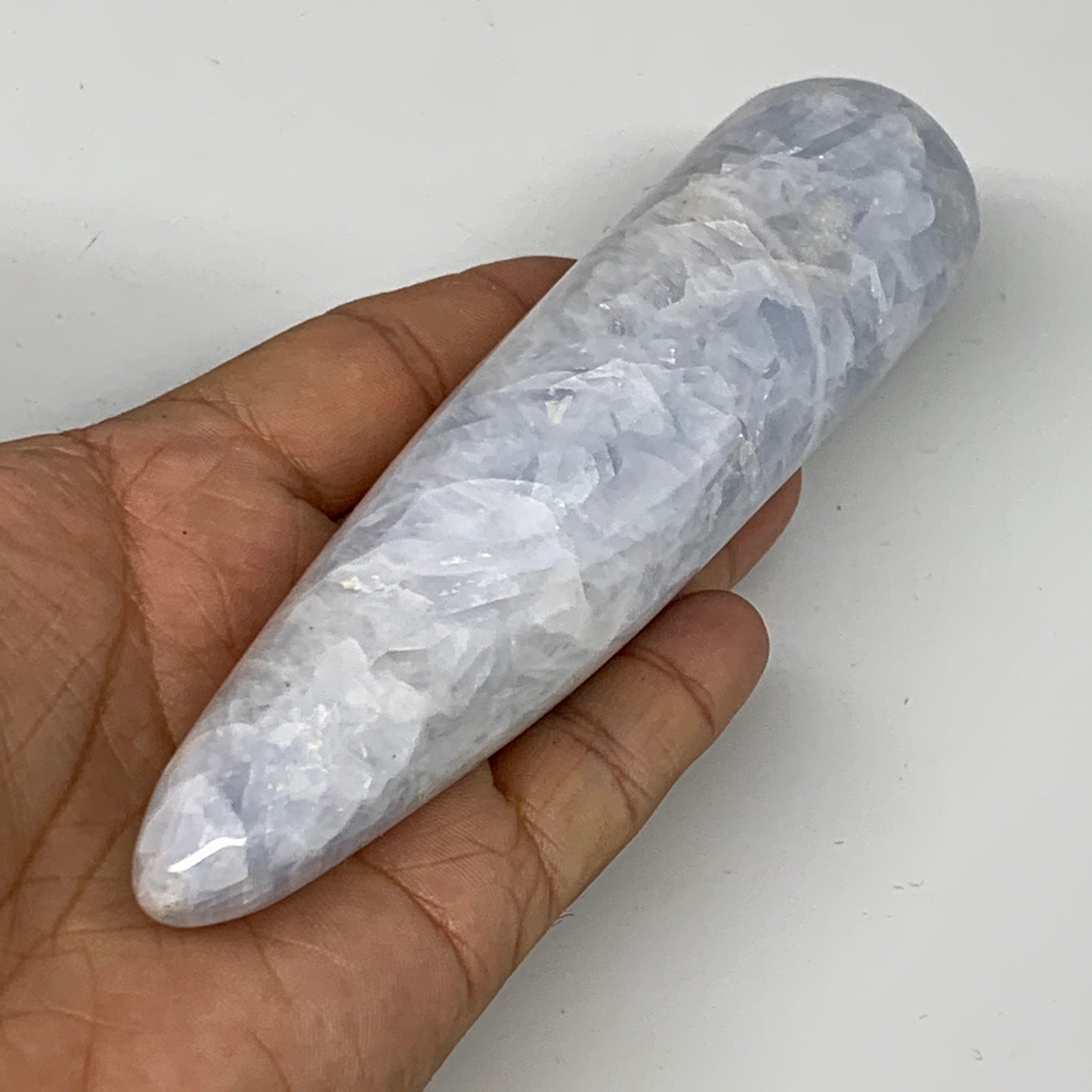 270.9g,6.1"x1.4" Natural Blue Calcite Wand Stick, Home Decor, Collectible, B6174