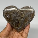 189.4g,3"x3.7"x0.8" Natural Chocolate Gray Onyx Heart Polished @Morocco,B18767
