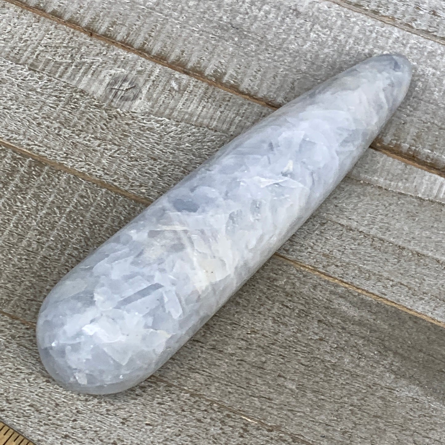 270.9g,6.1"x1.4" Natural Blue Calcite Wand Stick, Home Decor, Collectible, B6174