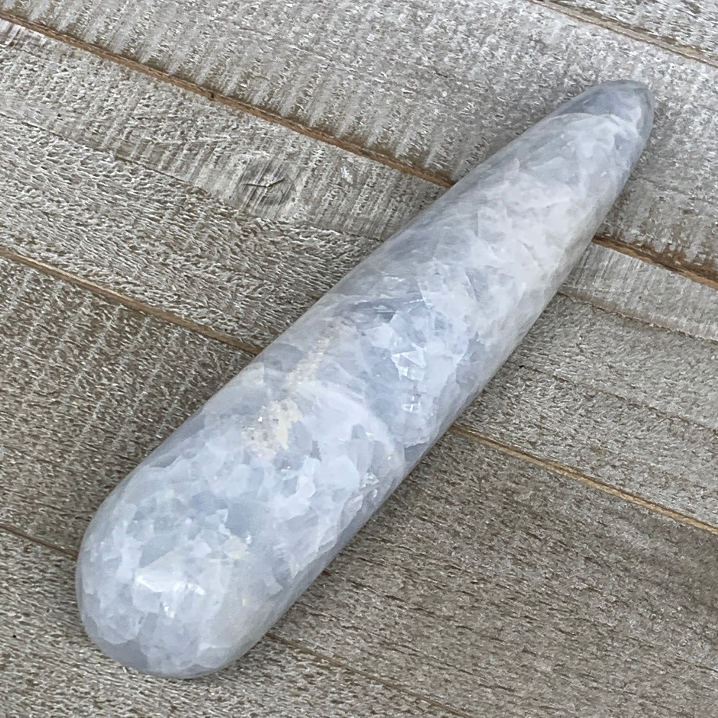 270.9g,6.1"x1.4" Natural Blue Calcite Wand Stick, Home Decor, Collectible, B6174