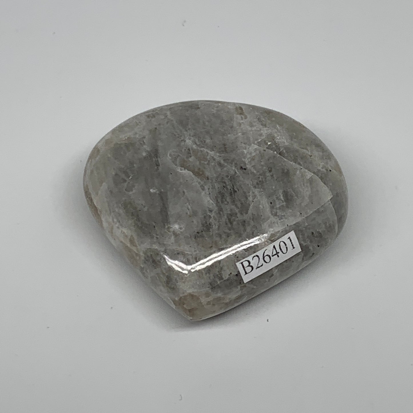 98.4g, 2.1"x2.3"x0.9", Rainbow Moonstone Heart Crystal Gemstone @India, B26401