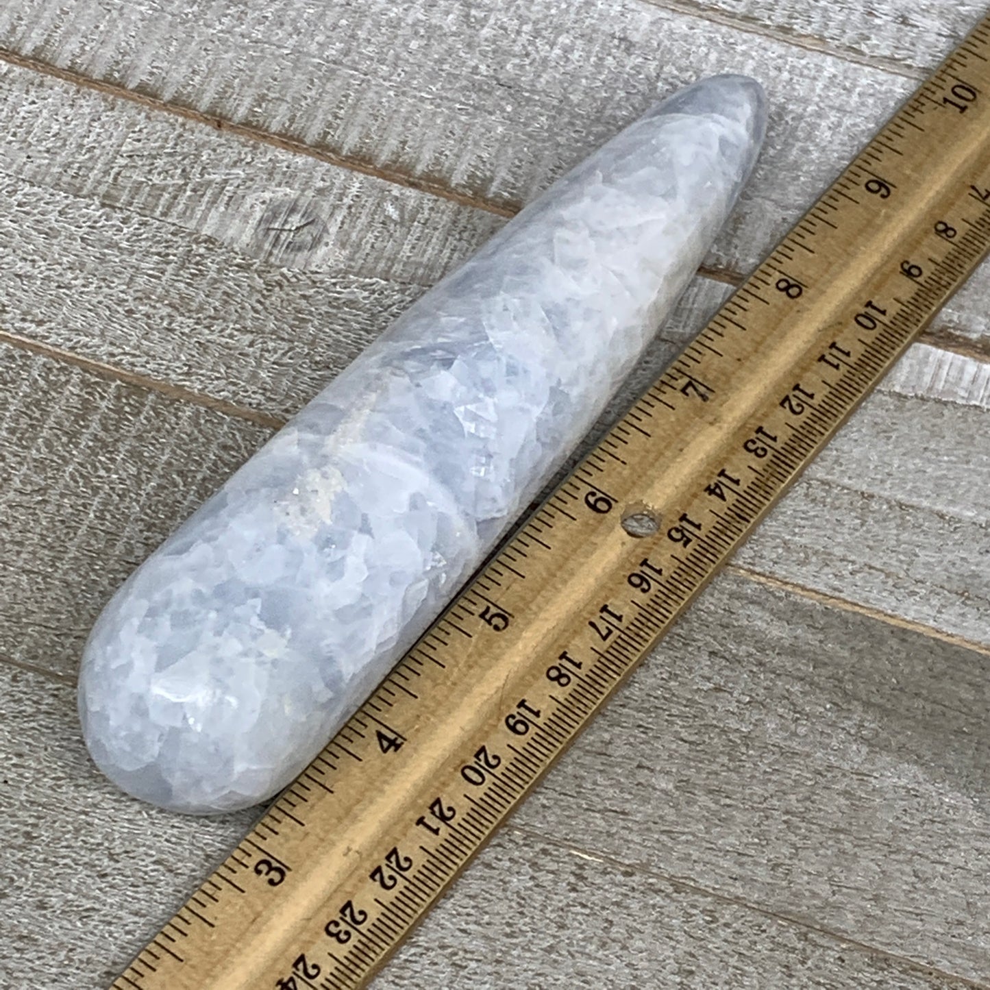 270.9g,6.1"x1.4" Natural Blue Calcite Wand Stick, Home Decor, Collectible, B6174