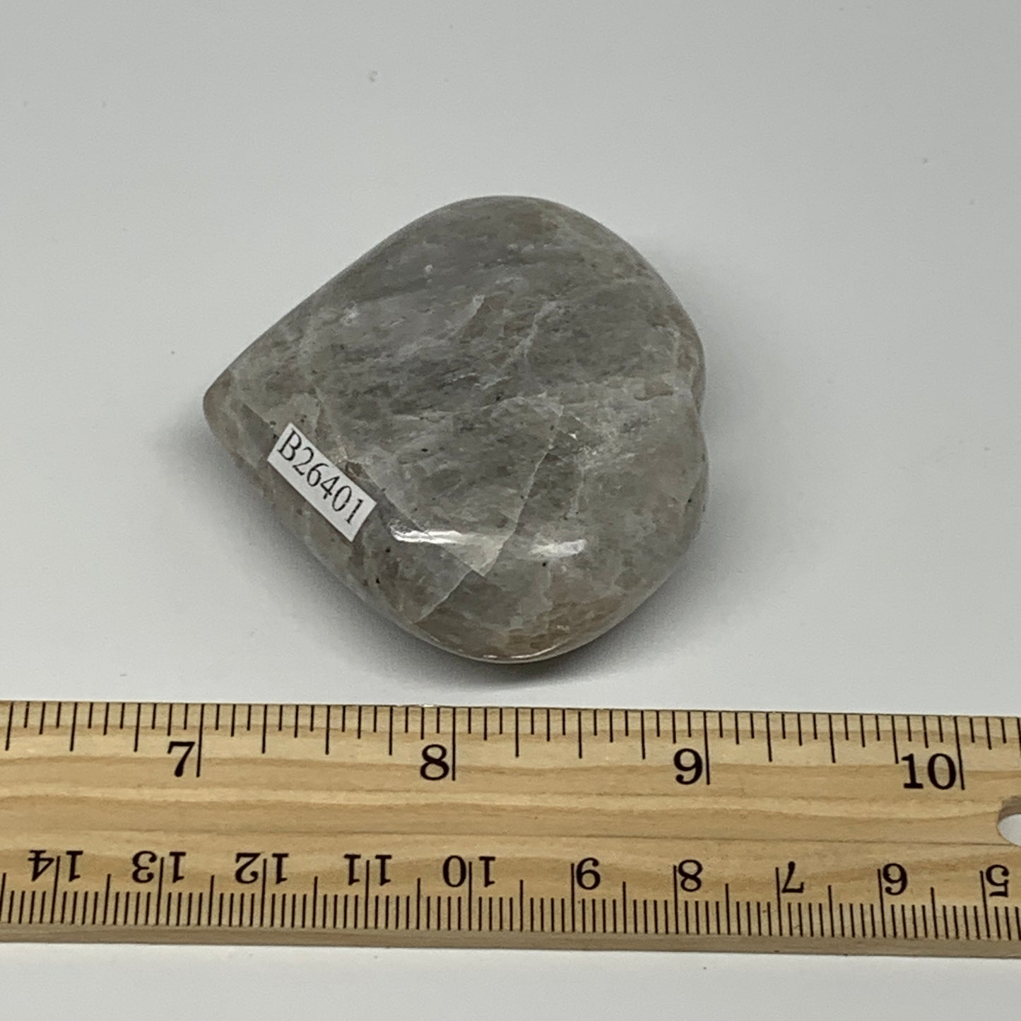 98.4g, 2.1"x2.3"x0.9", Rainbow Moonstone Heart Crystal Gemstone @India, B26401