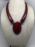 106.4 Grams Handmade Nepalese tribal Red Amber Inlay Beaded Necklace 20",VN18 - watangem.com