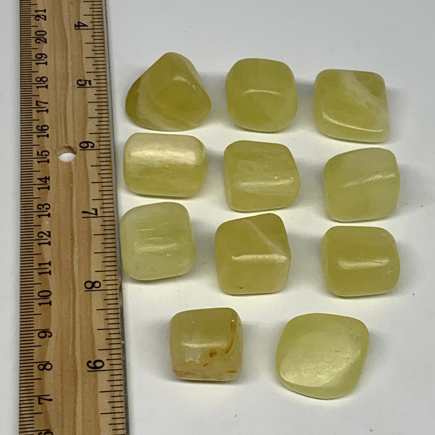 150.3g, 0.7"-1", 11pcs, Natural Lemon Calcite Tumbled Stones @Afghanistan, B2680