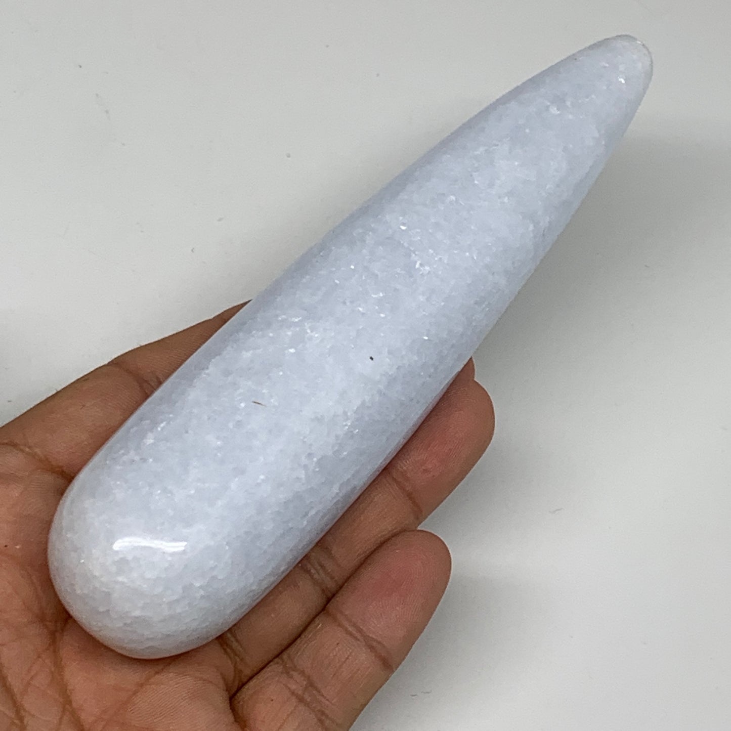 243.6g,5.7"x1.3" Natural Blue Calcite Wand Stick Home Decor, Collectible, B6175