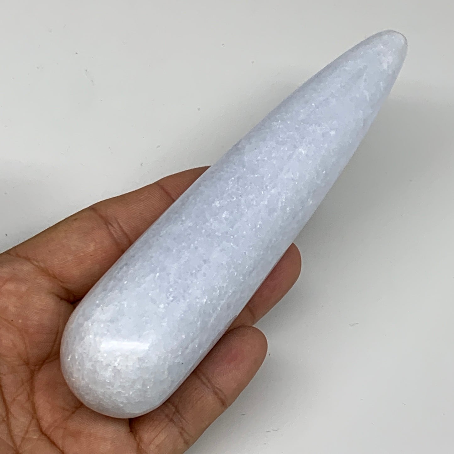 243.6g,5.7"x1.3" Natural Blue Calcite Wand Stick Home Decor, Collectible, B6175