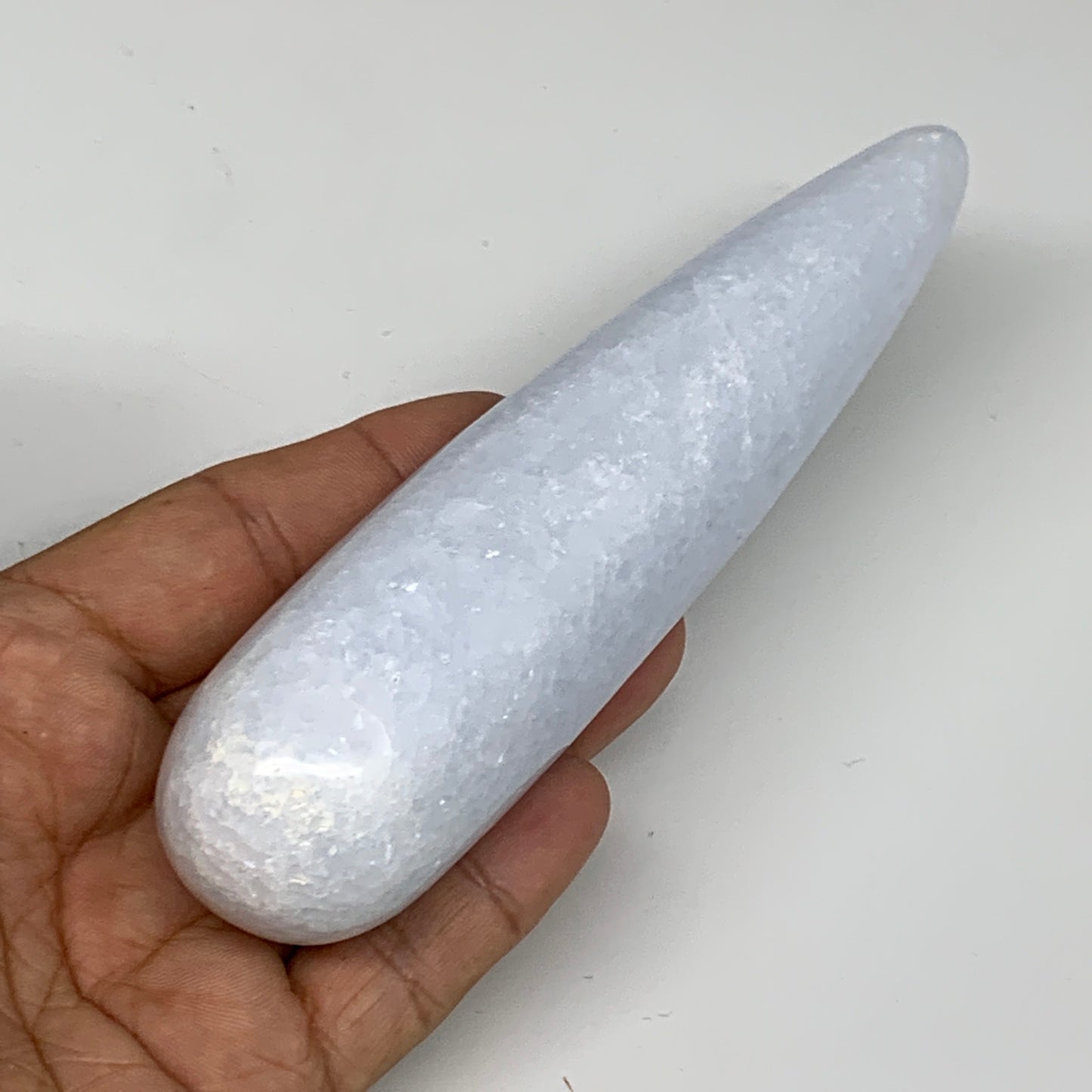 243.6g,5.7"x1.3" Natural Blue Calcite Wand Stick Home Decor, Collectible, B6175