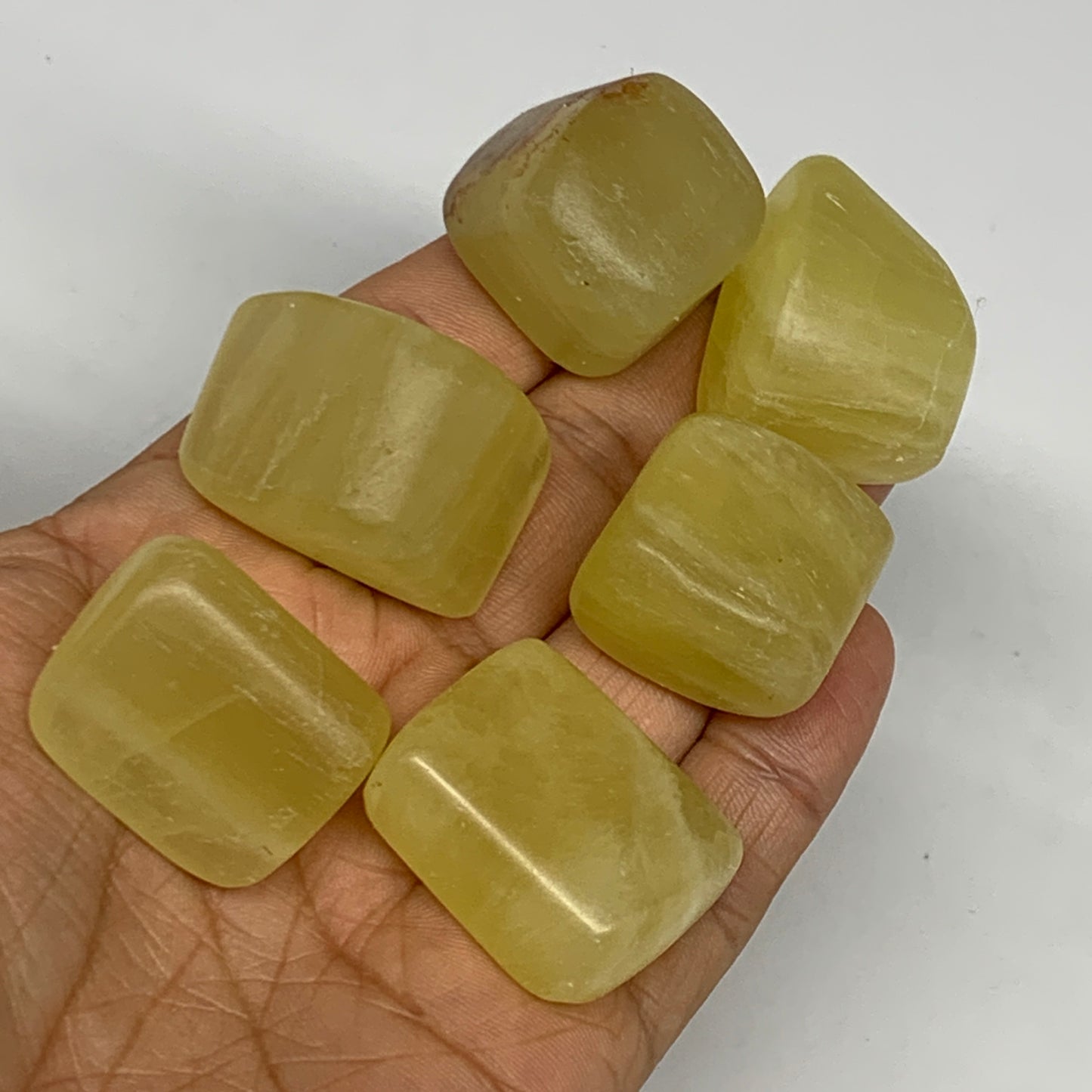 149.6g, 1"-1.3", 6pcs, Natural Lemon Calcite Tumbled Stones @Afghanistan, B26808