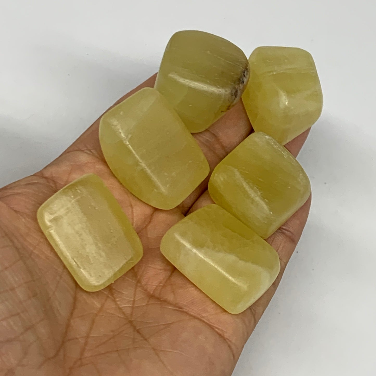 149.6g, 1"-1.3", 6pcs, Natural Lemon Calcite Tumbled Stones @Afghanistan, B26808