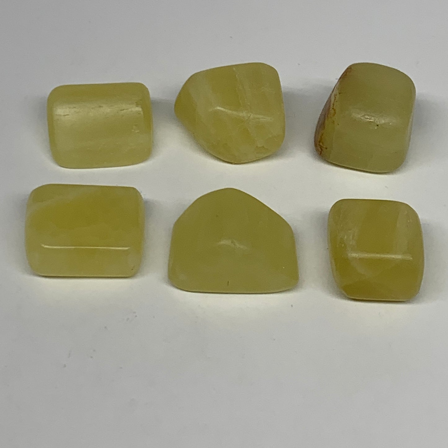 149.6g, 1"-1.3", 6pcs, Natural Lemon Calcite Tumbled Stones @Afghanistan, B26808