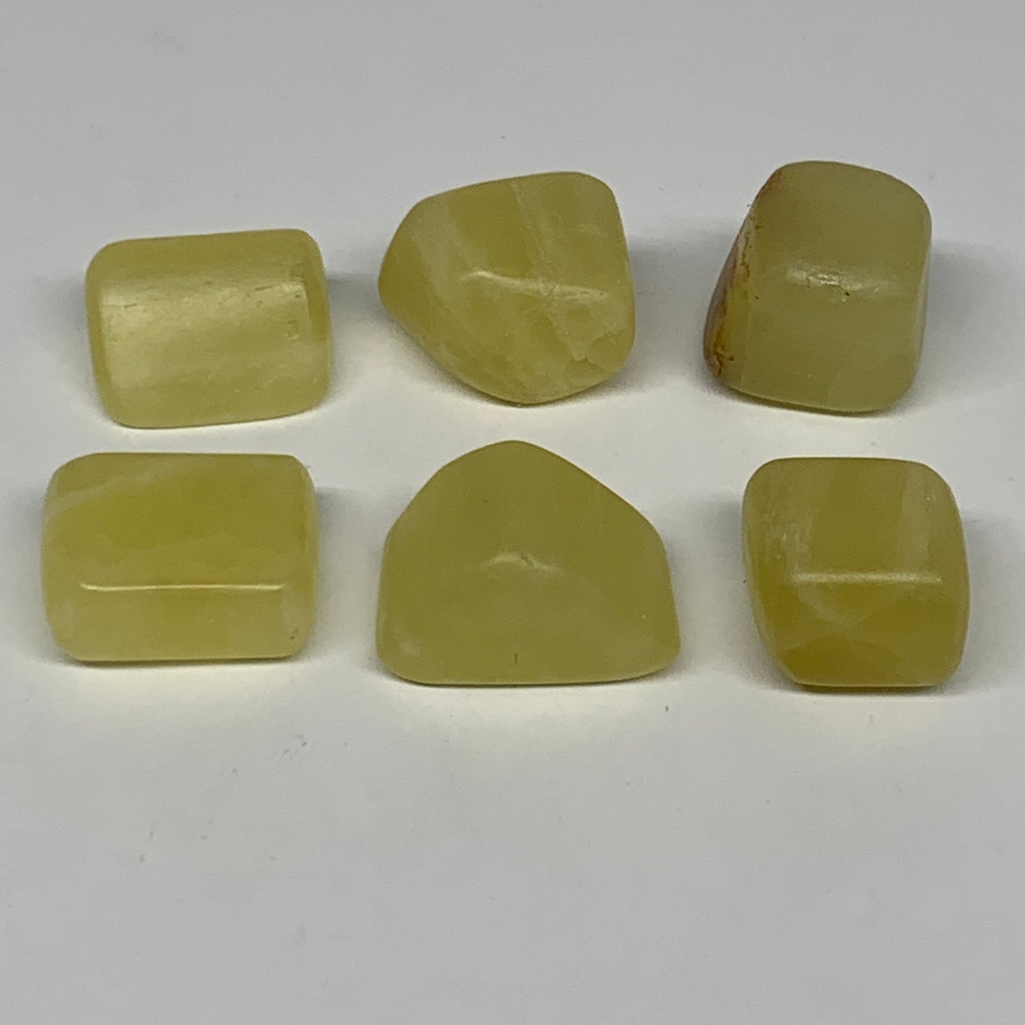149.6g, 1"-1.3", 6pcs, Natural Lemon Calcite Tumbled Stones @Afghanistan, B26808