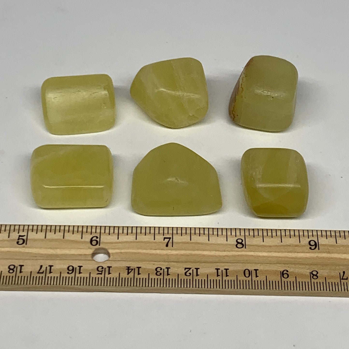149.6g, 1"-1.3", 6pcs, Natural Lemon Calcite Tumbled Stones @Afghanistan, B26808
