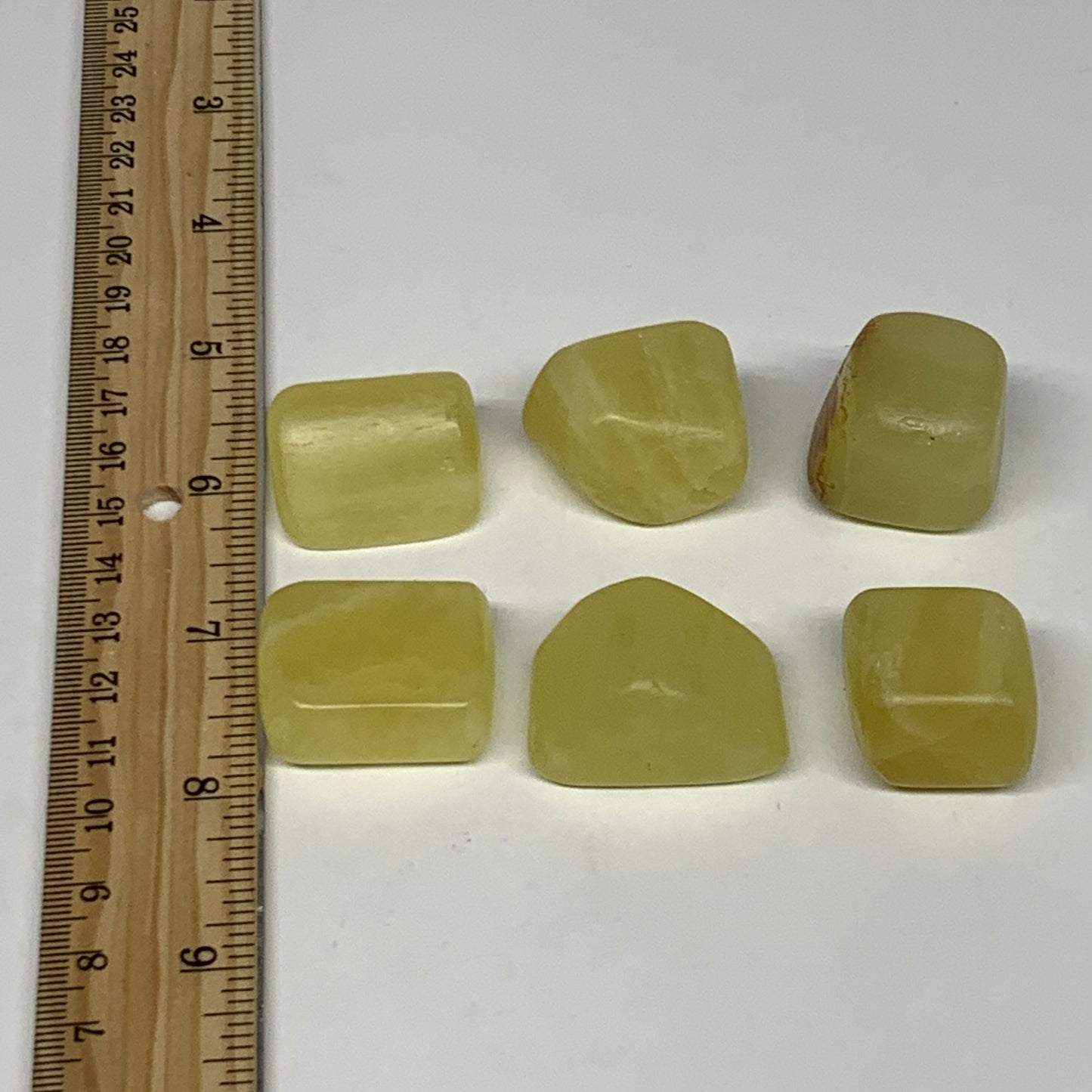 149.6g, 1"-1.3", 6pcs, Natural Lemon Calcite Tumbled Stones @Afghanistan, B26808