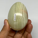 258.4g, 2.8"x2" Natural Green Onyx Egg Gemstone Mineral, from Pakistan, B24322