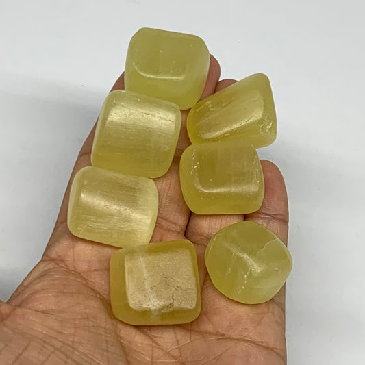 151.6g, 0.9"-1.2", 7pcs, Natural Lemon Calcite Tumbled Stones @Afghanistan, B268