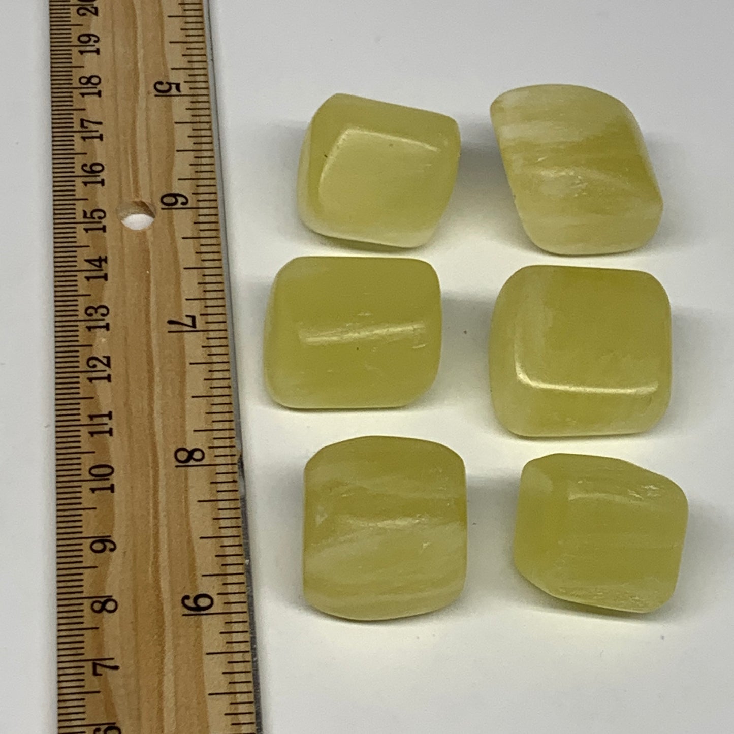 139.9g, 0.8"-1.1", 6pcs, Natural Lemon Calcite Tumbled Stones @Afghanistan, B268