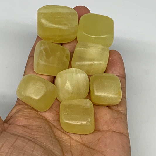 151.4g, 0.8"-1.1", 8pcs, Natural Lemon Calcite Tumbled Stones @Afghanistan, B268