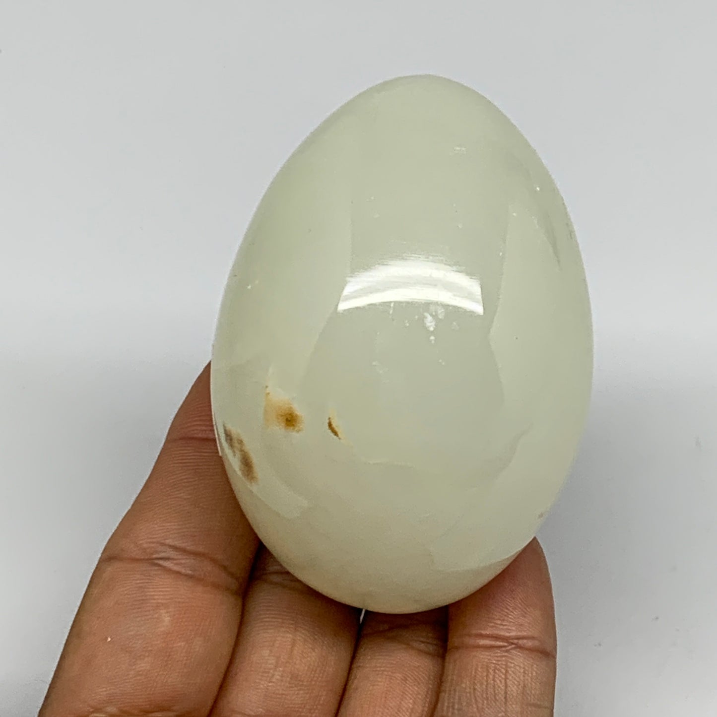 259g, 2.8"x2" Natural Green Onyx Egg Gemstone Mineral, from Pakistan, B24324
