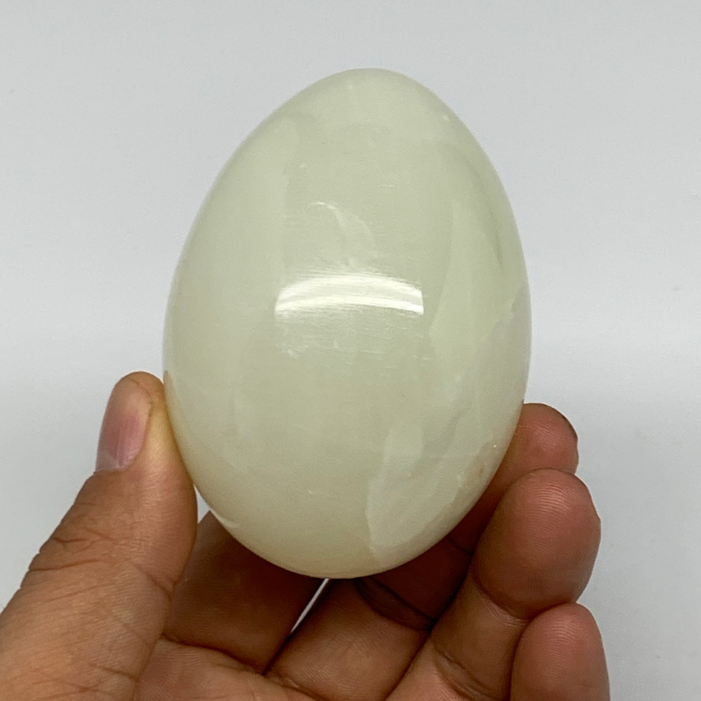 259g, 2.8"x2" Natural Green Onyx Egg Gemstone Mineral, from Pakistan, B24324