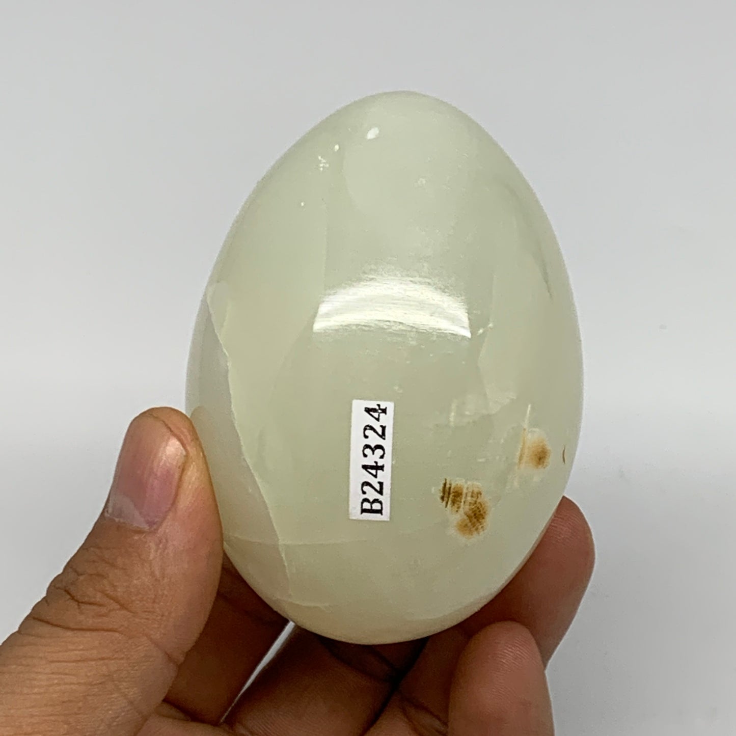 259g, 2.8"x2" Natural Green Onyx Egg Gemstone Mineral, from Pakistan, B24324