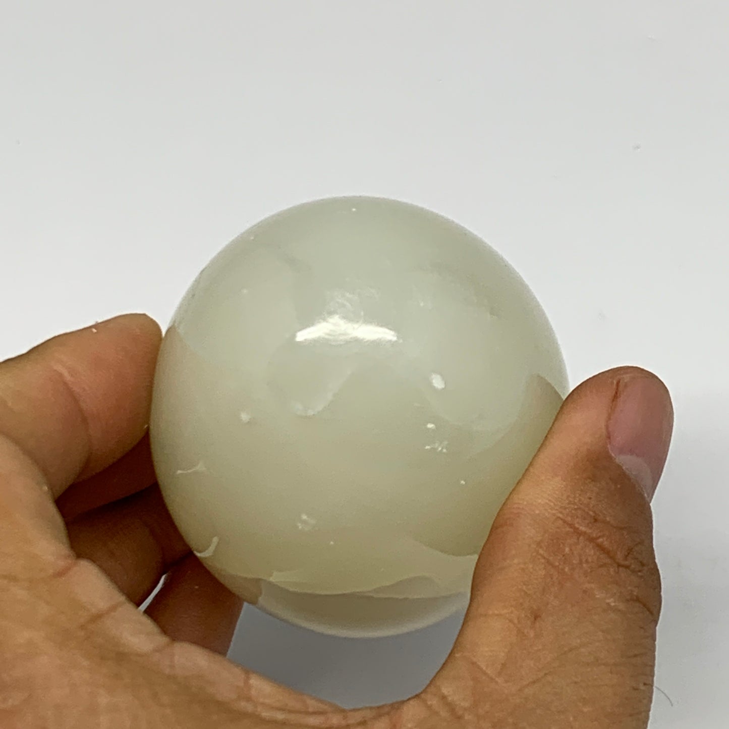 259g, 2.8"x2" Natural Green Onyx Egg Gemstone Mineral, from Pakistan, B24324