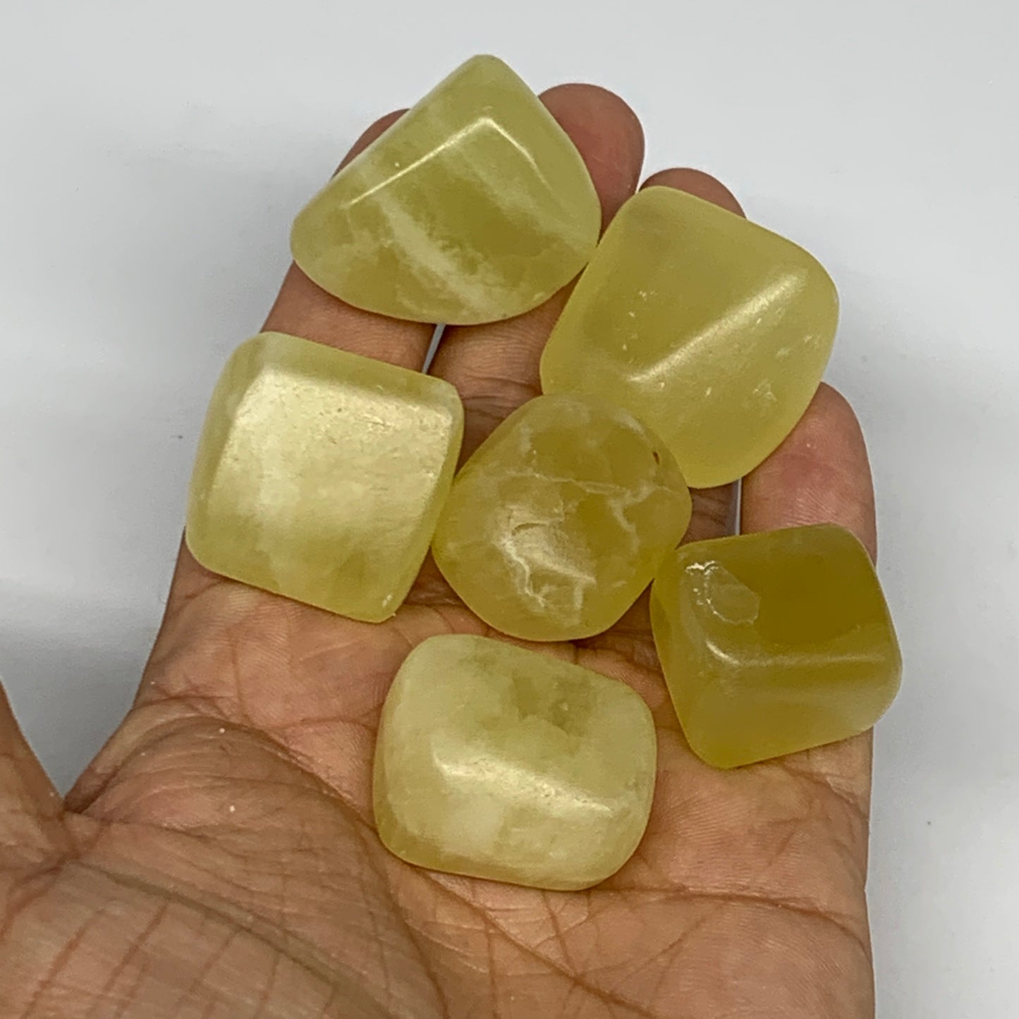 140g, 0.9"-1.1", 6pcs, Natural Lemon Calcite Tumbled Stones @Afghanistan, B26812