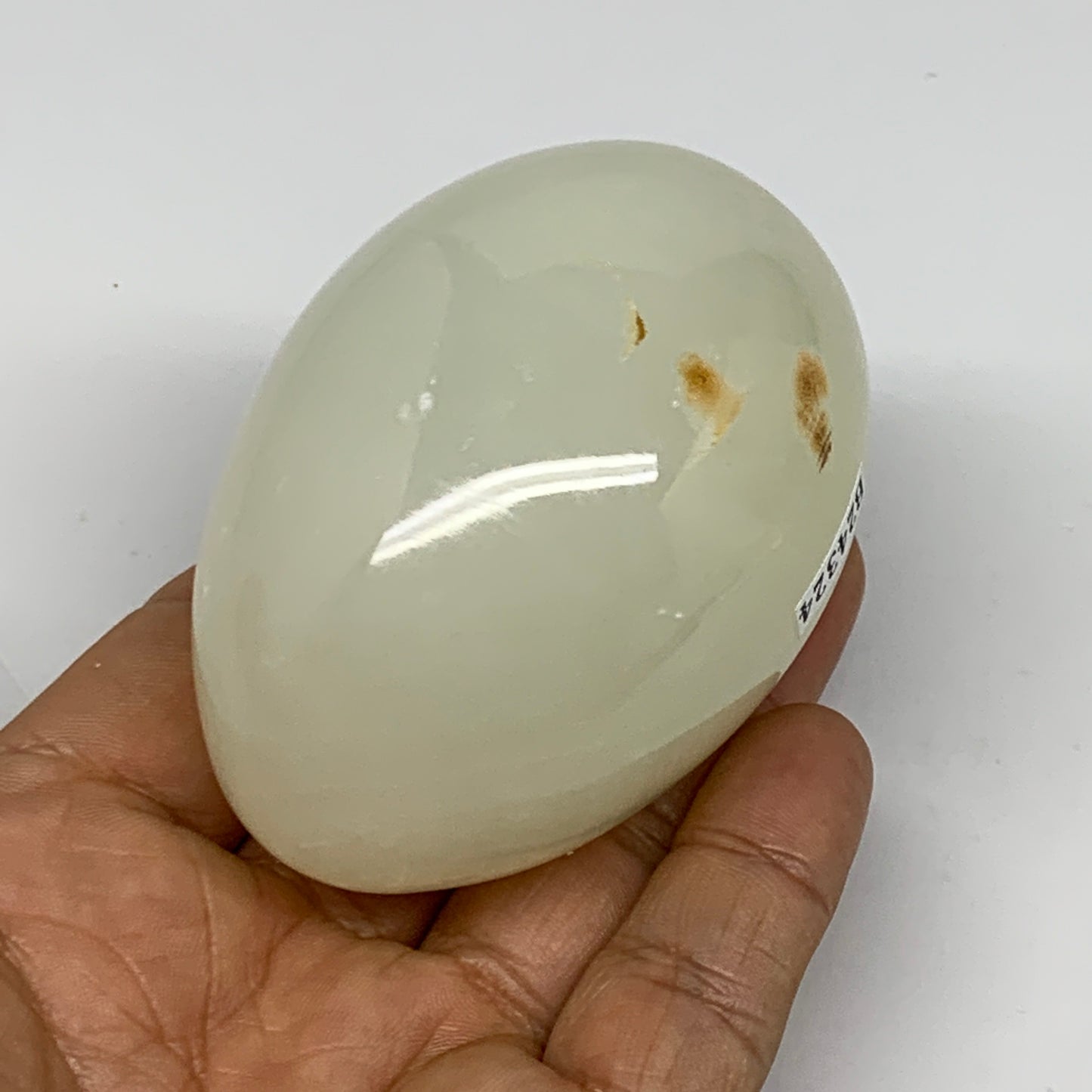 259g, 2.8"x2" Natural Green Onyx Egg Gemstone Mineral, from Pakistan, B24324