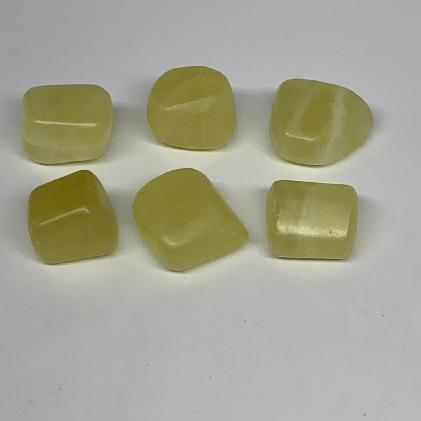 140g, 0.9"-1.1", 6pcs, Natural Lemon Calcite Tumbled Stones @Afghanistan, B26812