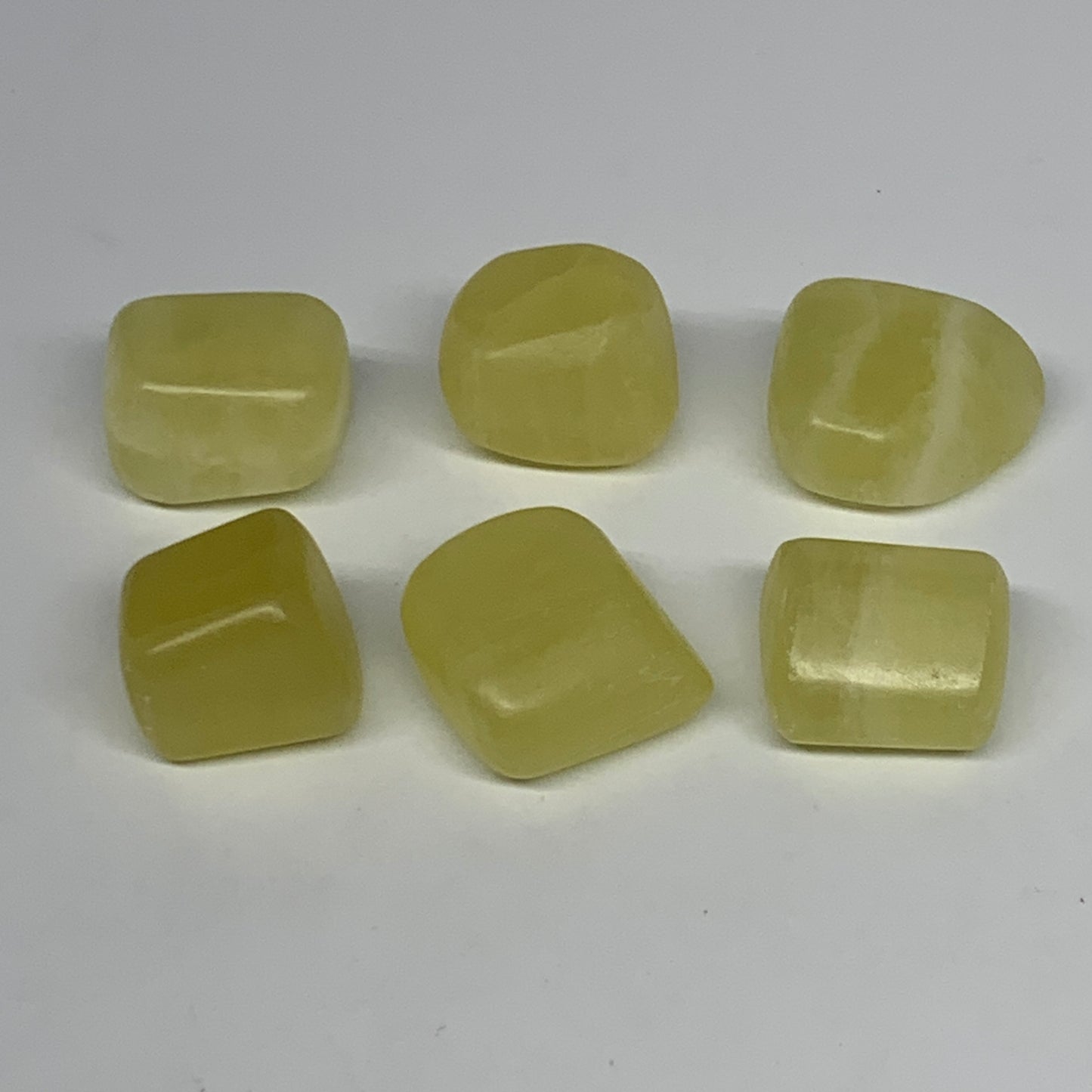 140g, 0.9"-1.1", 6pcs, Natural Lemon Calcite Tumbled Stones @Afghanistan, B26812