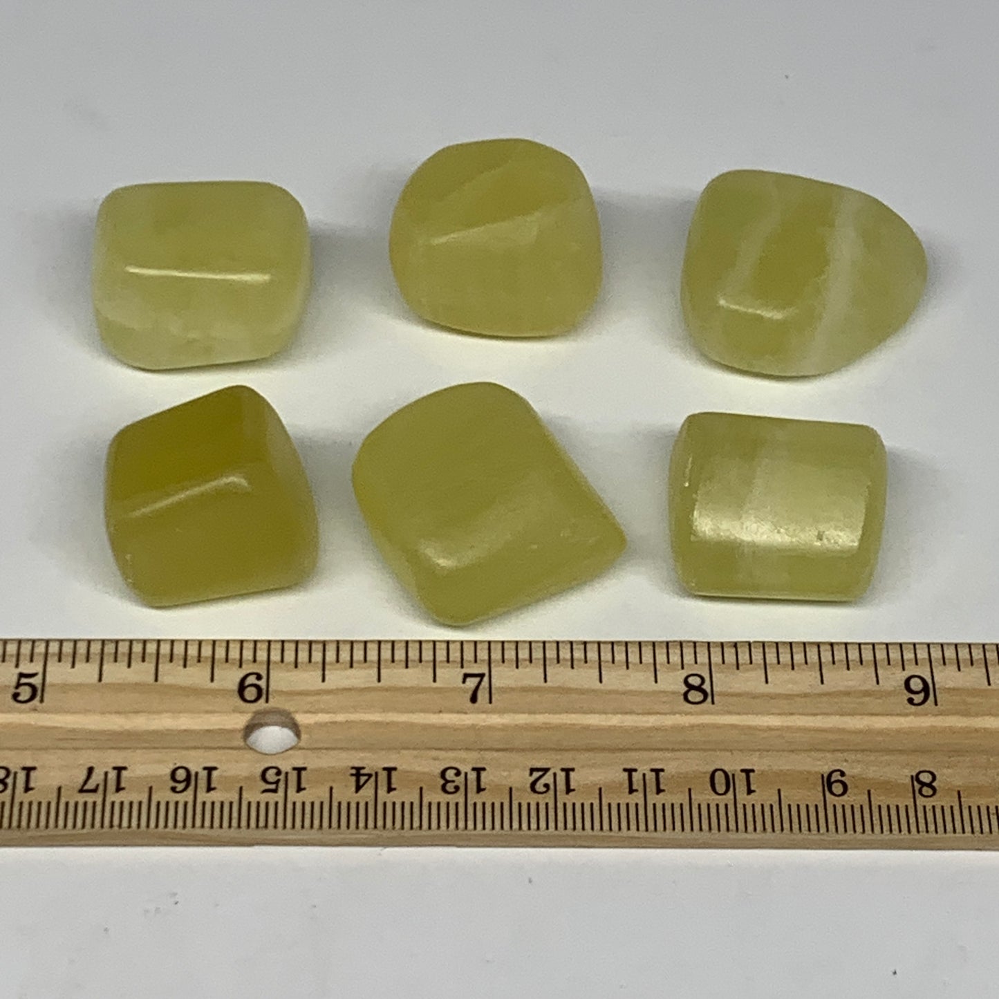 140g, 0.9"-1.1", 6pcs, Natural Lemon Calcite Tumbled Stones @Afghanistan, B26812