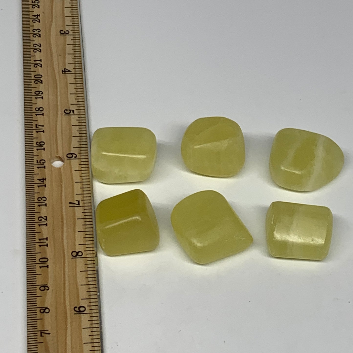 140g, 0.9"-1.1", 6pcs, Natural Lemon Calcite Tumbled Stones @Afghanistan, B26812