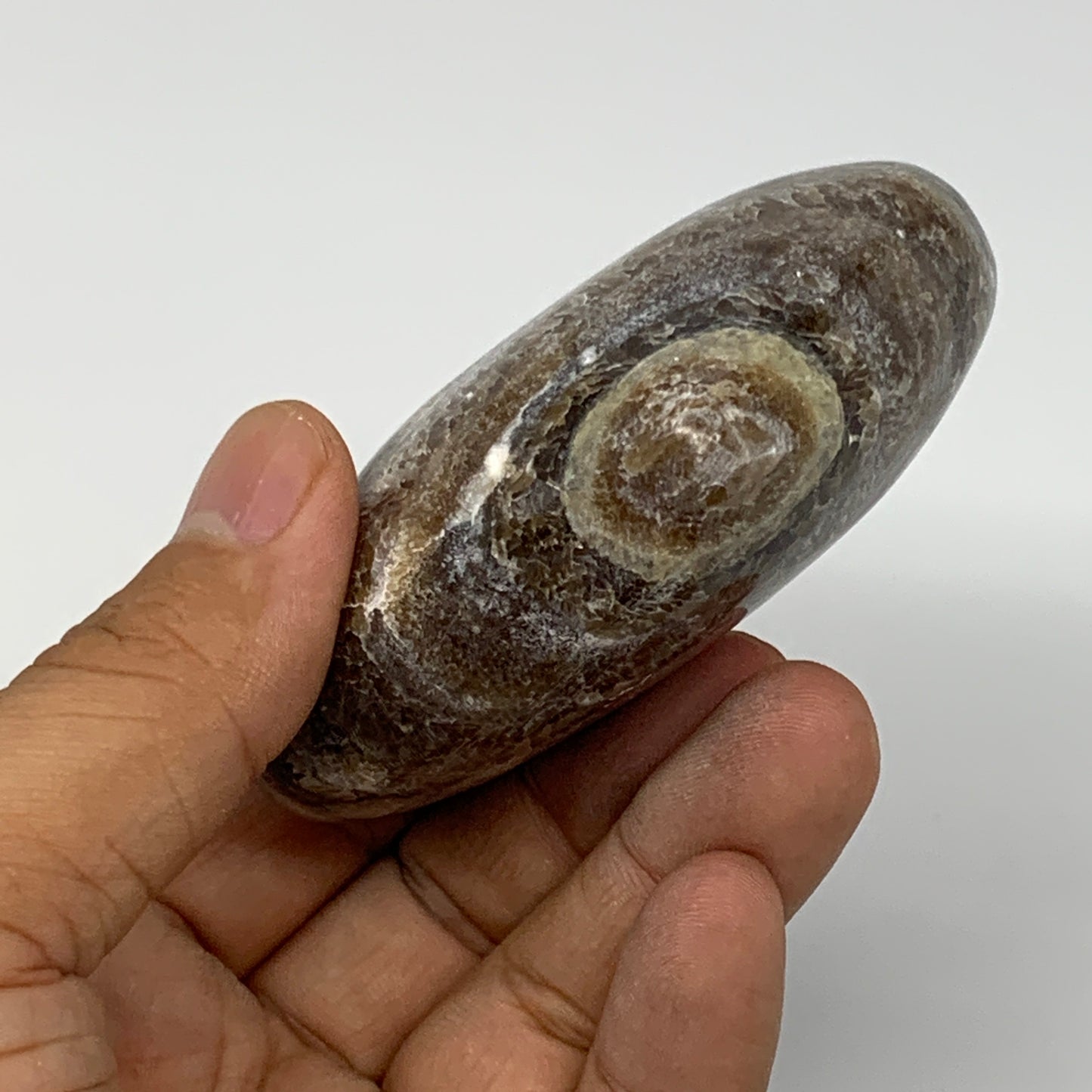 179.6g,2.6"x3.1"x1.2" Natural Chocolate Gray Onyx Heart Polished @Morocco,B18771