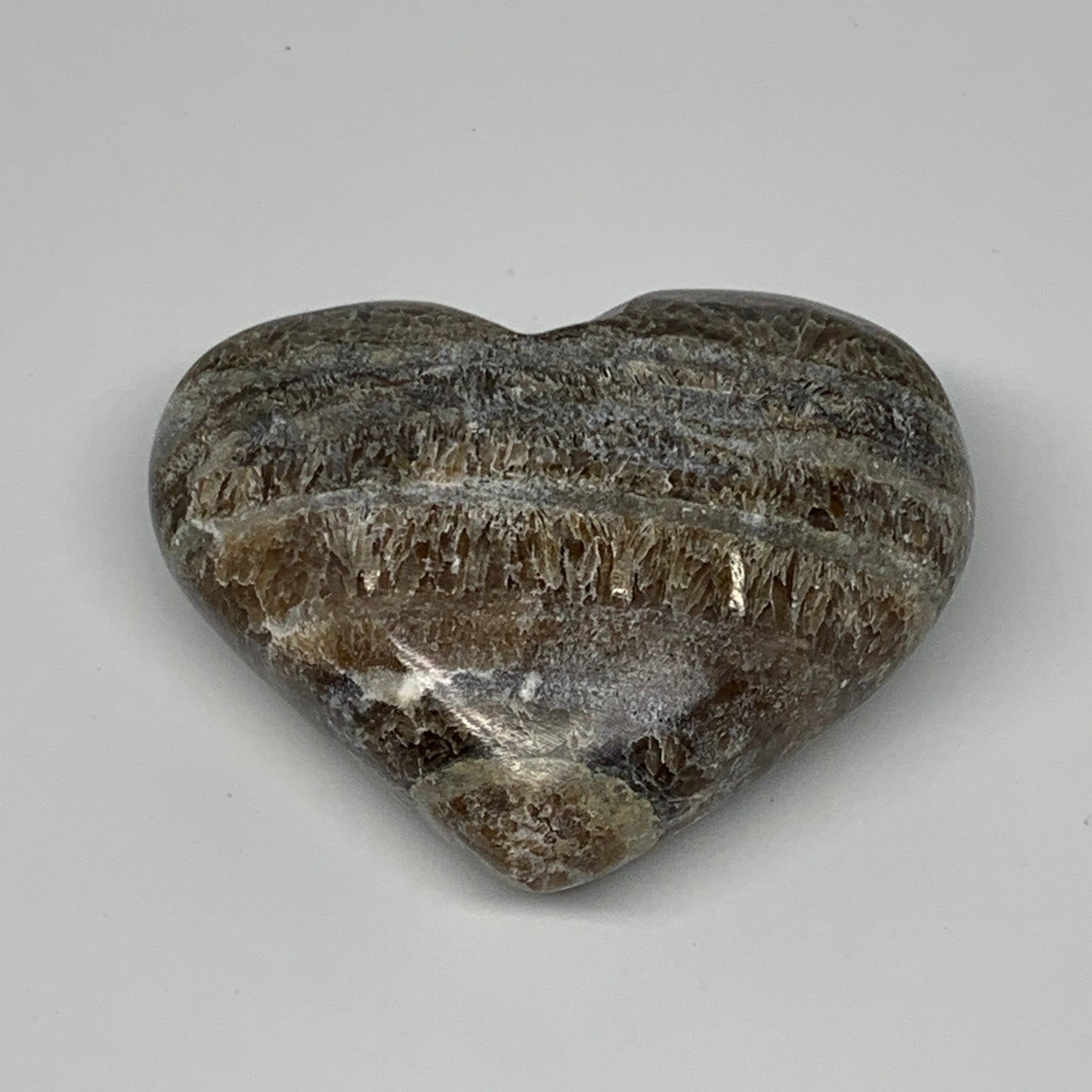 179.6g,2.6"x3.1"x1.2" Natural Chocolate Gray Onyx Heart Polished @Morocco,B18771