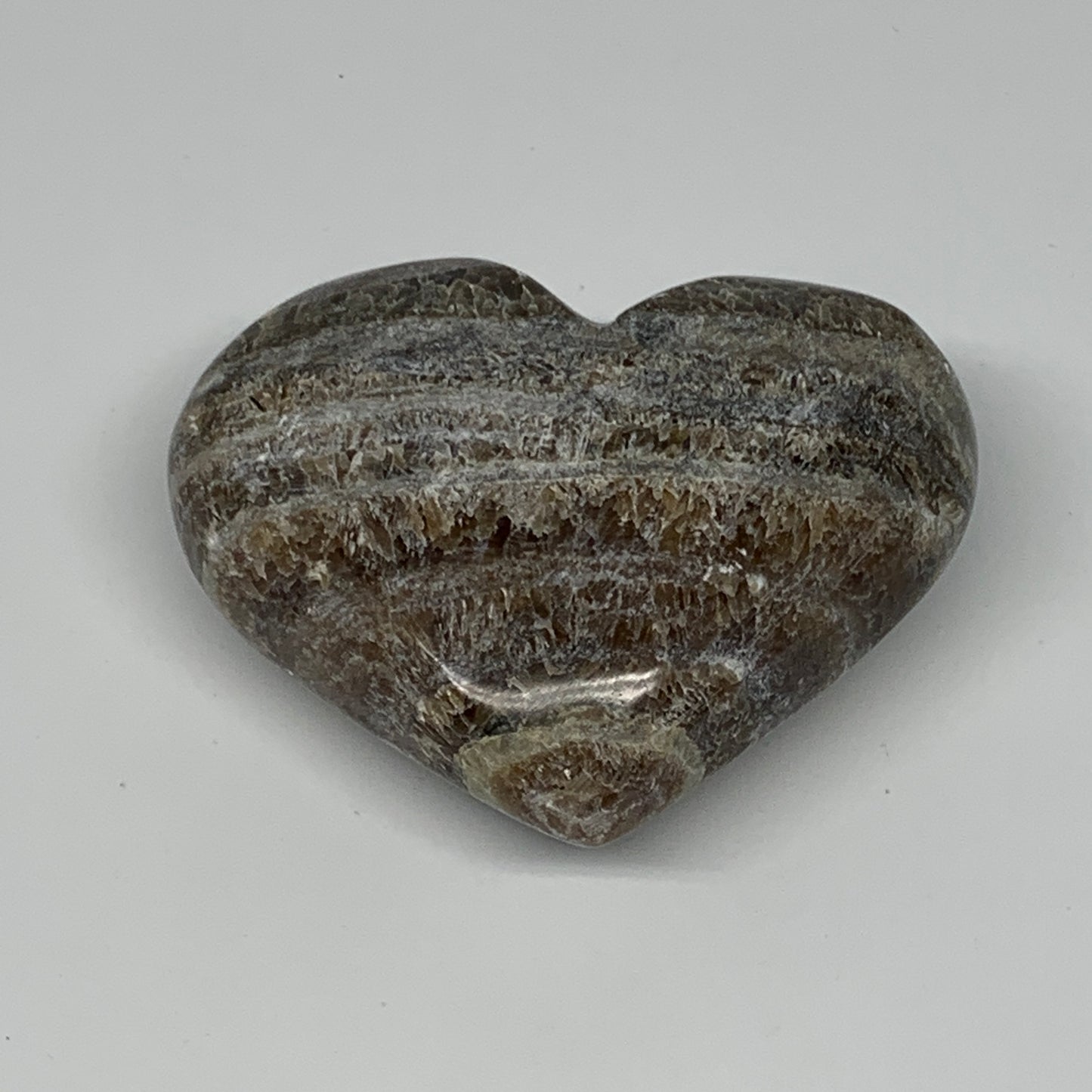 179.6g,2.6"x3.1"x1.2" Natural Chocolate Gray Onyx Heart Polished @Morocco,B18771