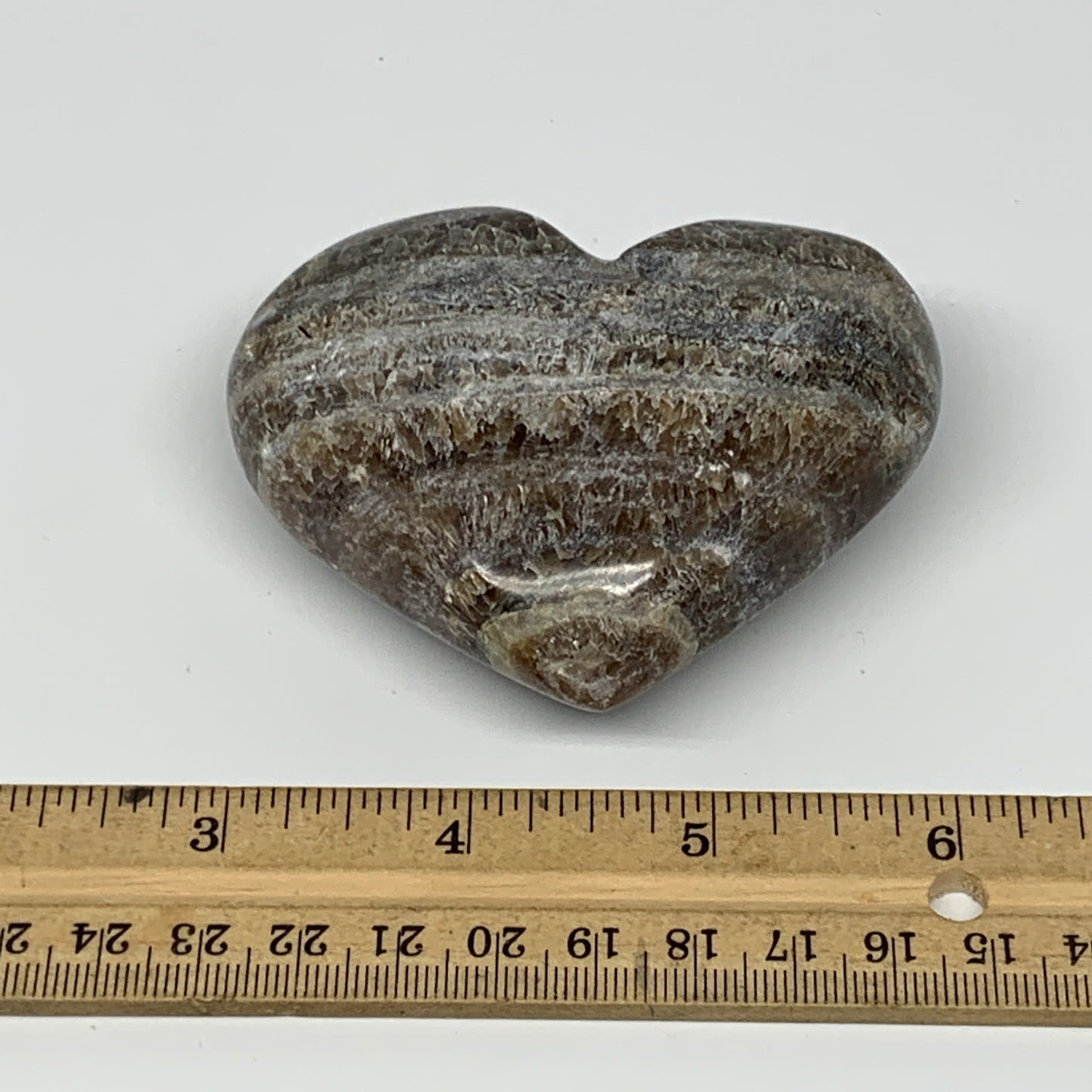 179.6g,2.6"x3.1"x1.2" Natural Chocolate Gray Onyx Heart Polished @Morocco,B18771