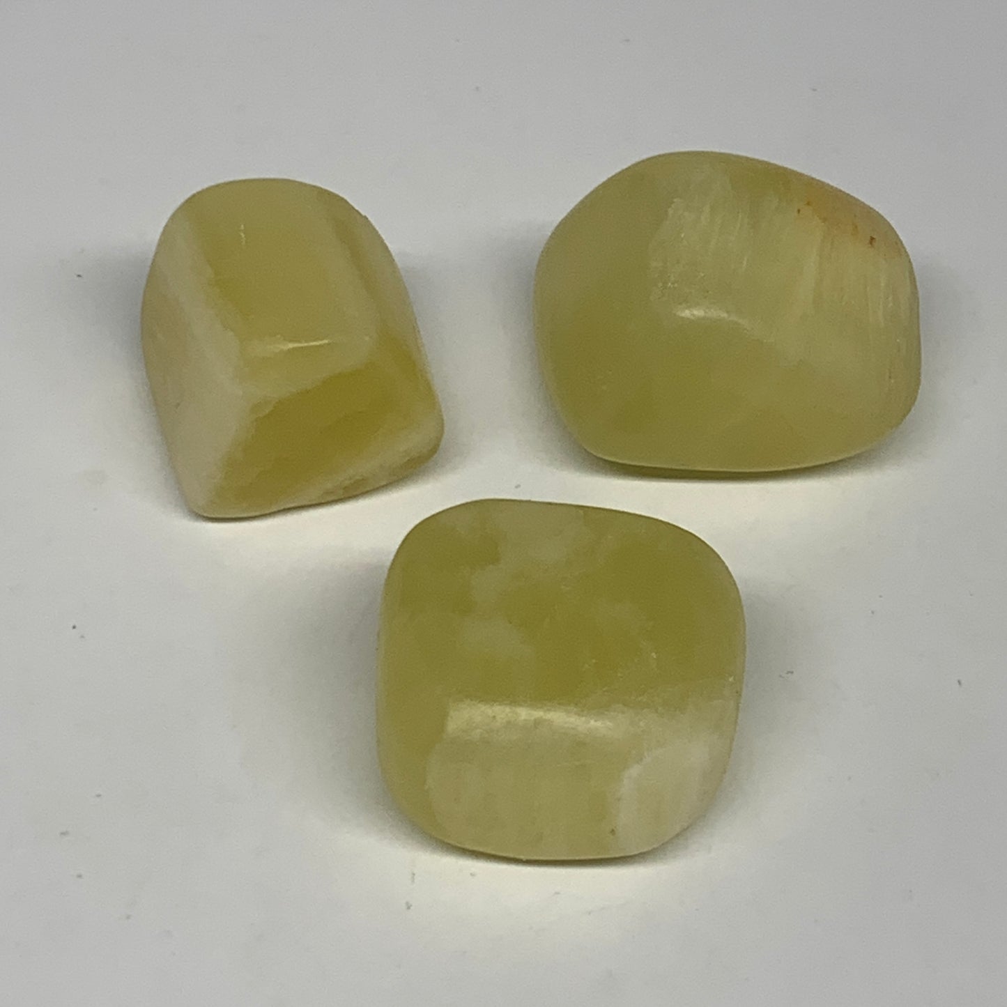 141g, 1.1"-1.6", 3pcs, Natural Lemon Calcite Tumbled Stones @Afghanistan, B26814