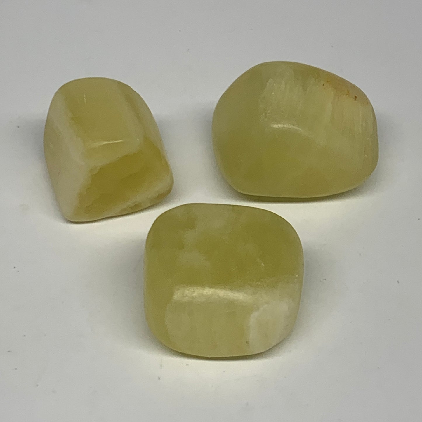 141g, 1.1"-1.6", 3pcs, Natural Lemon Calcite Tumbled Stones @Afghanistan, B26814