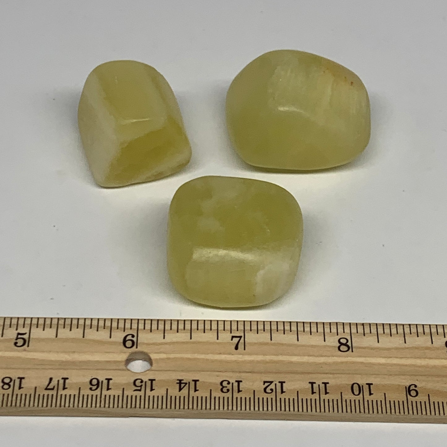 141g, 1.1"-1.6", 3pcs, Natural Lemon Calcite Tumbled Stones @Afghanistan, B26814