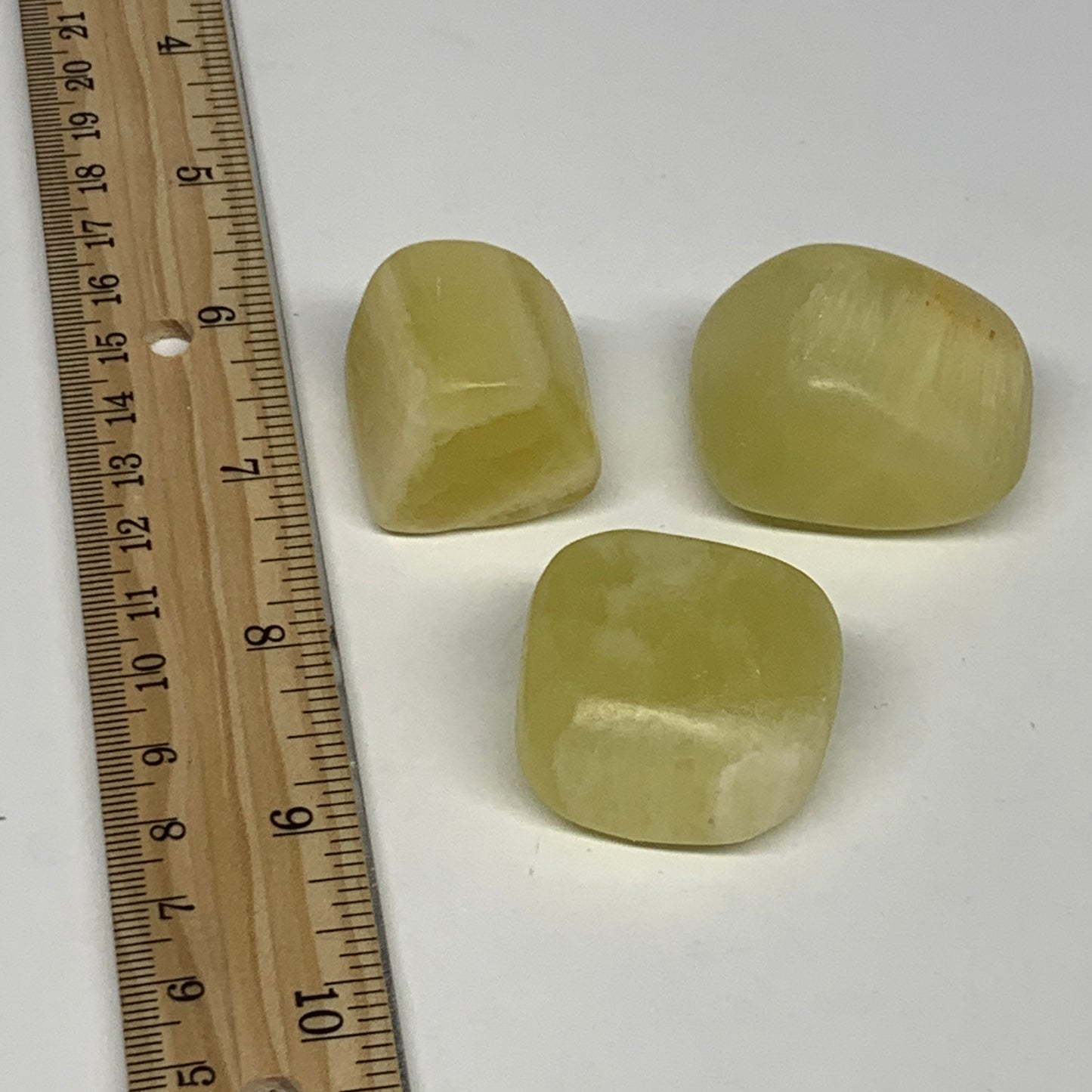 141g, 1.1"-1.6", 3pcs, Natural Lemon Calcite Tumbled Stones @Afghanistan, B26814