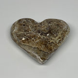 162.3g,3.1"x3.4"x0.8" Natural Chocolate Gray Onyx Heart Polished @Morocco,B18772