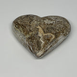 162.3g,3.1"x3.4"x0.8" Natural Chocolate Gray Onyx Heart Polished @Morocco,B18772