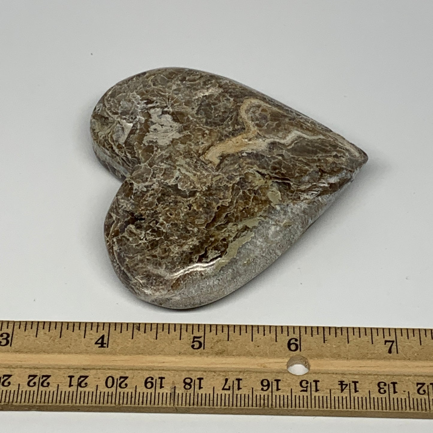 162.3g,3.1"x3.4"x0.8" Natural Chocolate Gray Onyx Heart Polished @Morocco,B18772