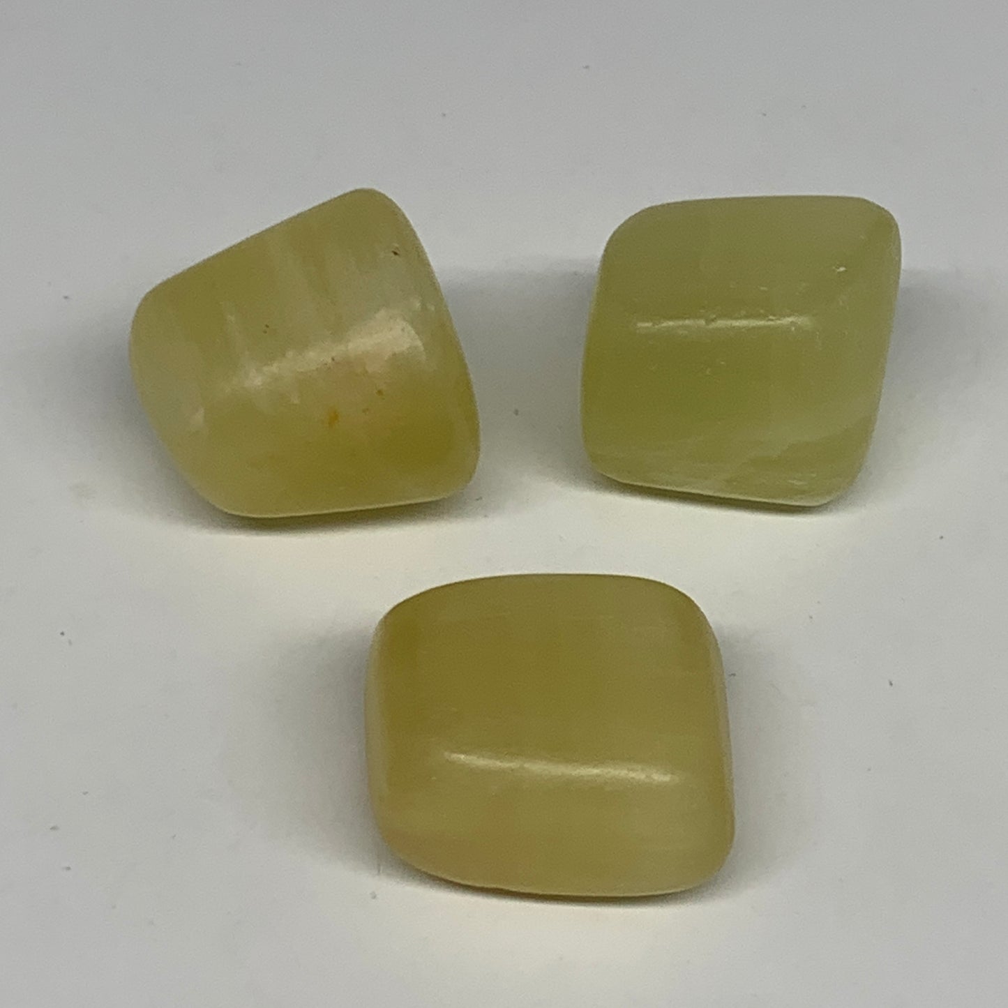 167.9g, 1.3"-1.4", 3pcs, Natural Lemon Calcite Tumbled Stones @Afghanistan, B268