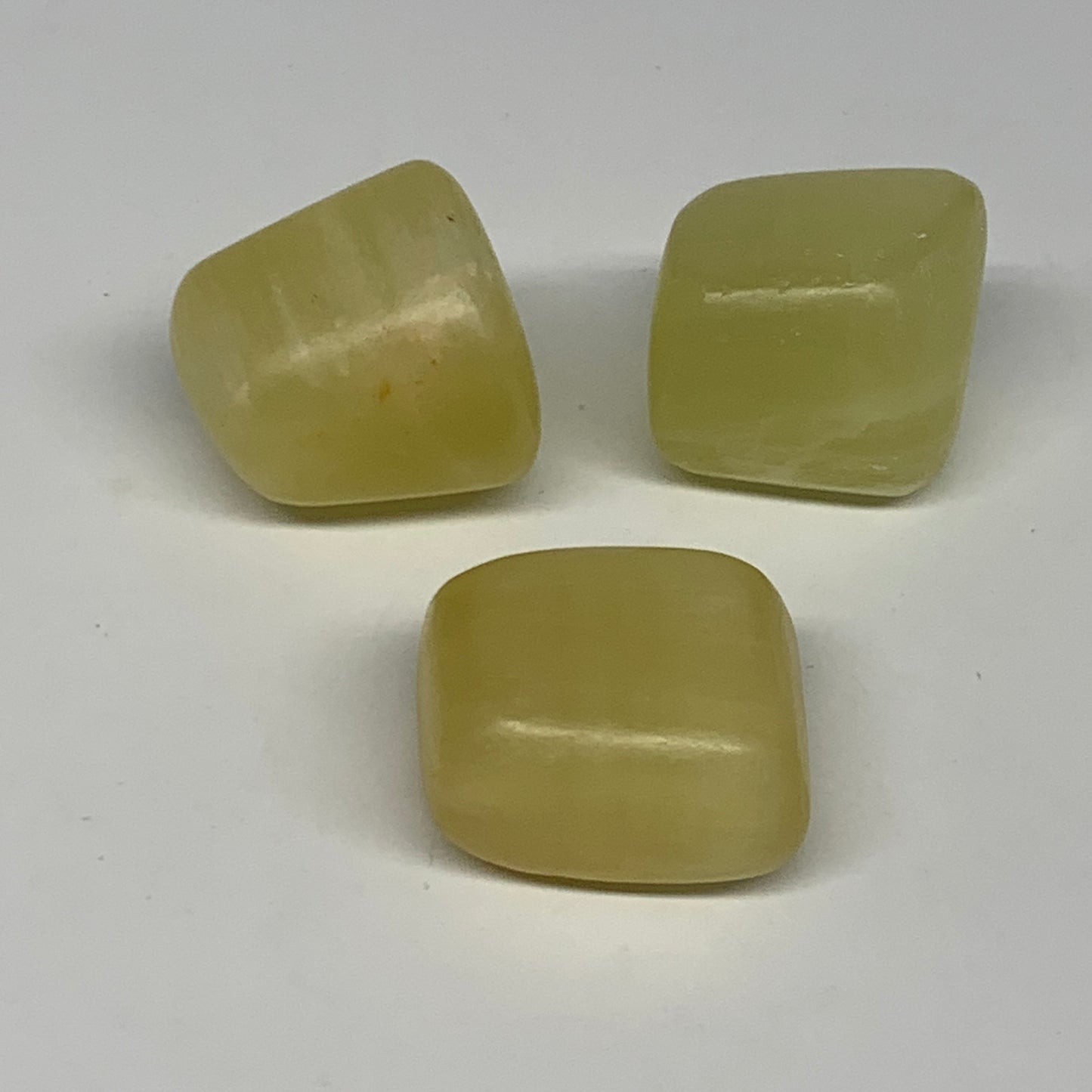 167.9g, 1.3"-1.4", 3pcs, Natural Lemon Calcite Tumbled Stones @Afghanistan, B268