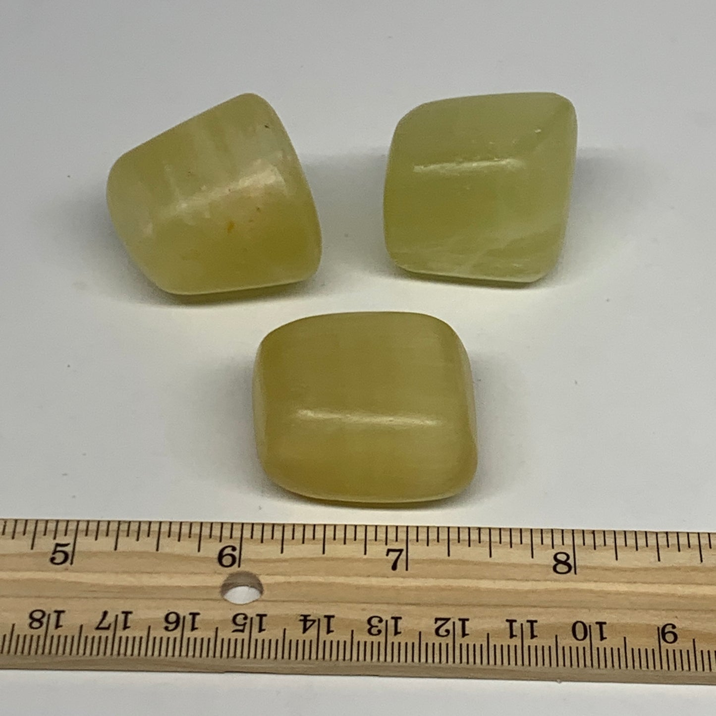 167.9g, 1.3"-1.4", 3pcs, Natural Lemon Calcite Tumbled Stones @Afghanistan, B268