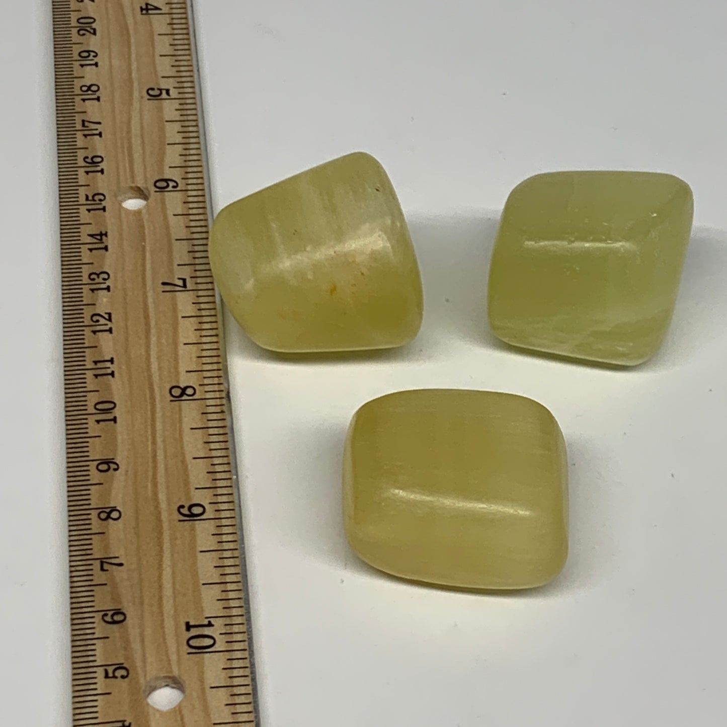 167.9g, 1.3"-1.4", 3pcs, Natural Lemon Calcite Tumbled Stones @Afghanistan, B268