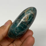 127.5g, 2.5"x1.7"x1" Blue Apatite Palm-Stone Polished from Madagascar, B16457