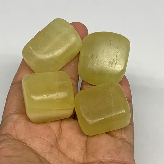 141.3g, 1.1"-1.3", 4pcs, Natural Lemon Calcite Tumbled Stones @Afghanistan, B268