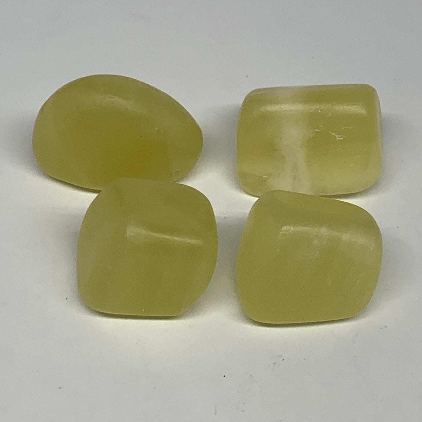 151.2g, 1.1"-1.6", 4pcs, Natural Lemon Calcite Tumbled Stones @Afghanistan, B268